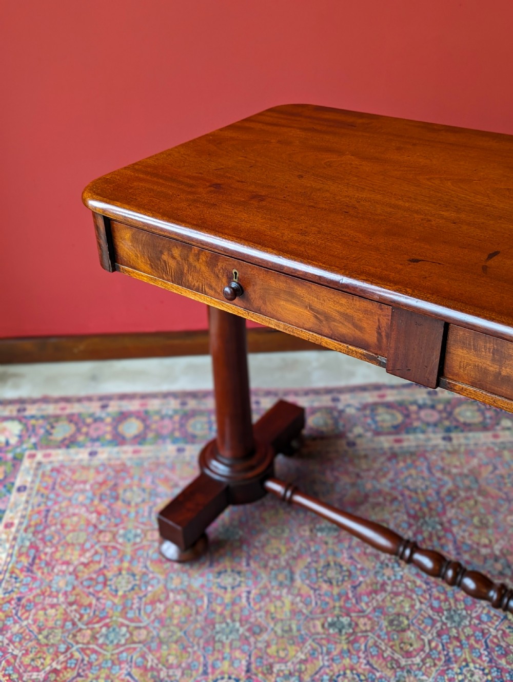 Antique Regency Period Mahogany Library Table Desk Circa 1830 View III