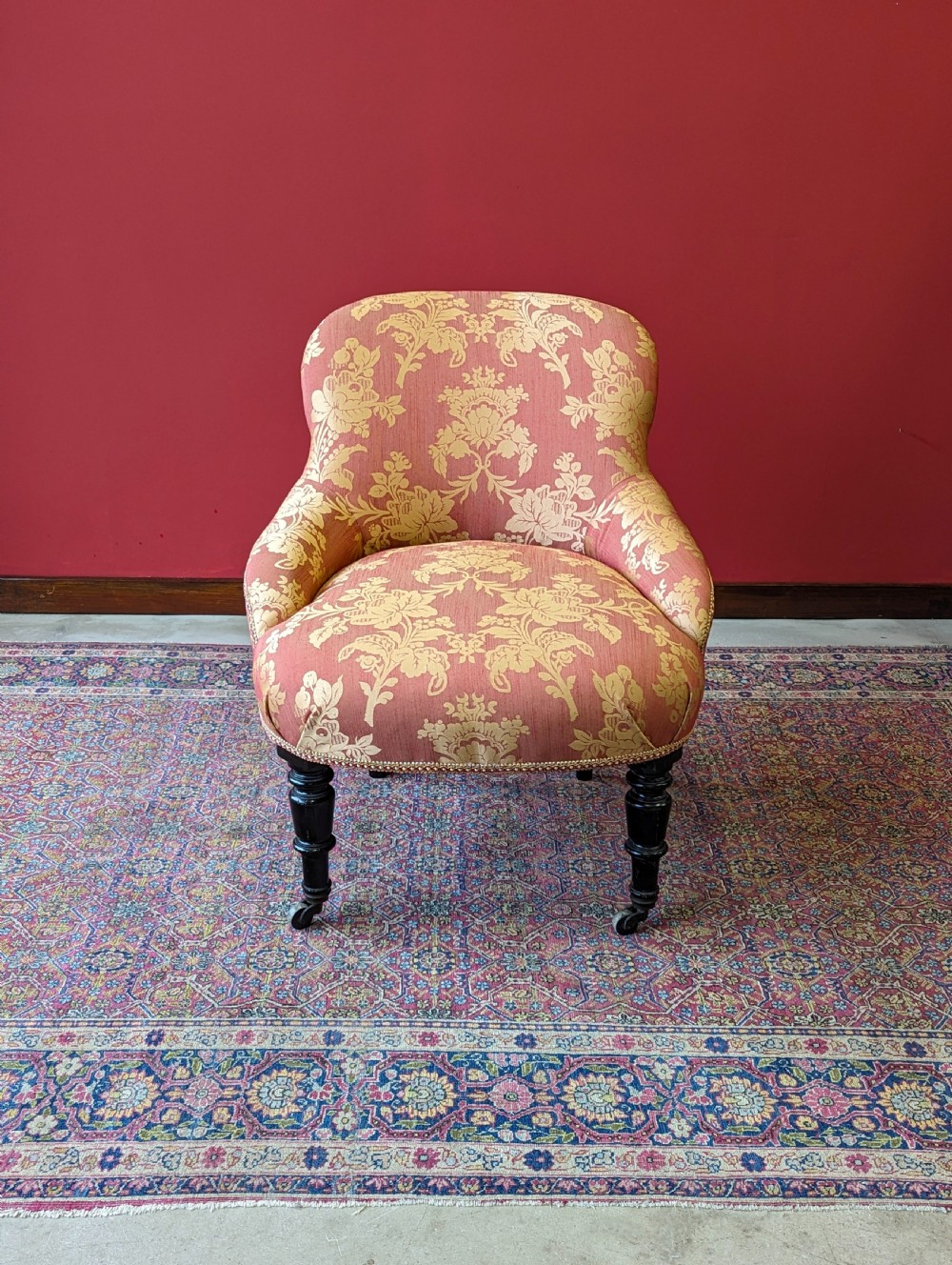 Antique Victorian Mahogany Upholstered Salon Chair View II
