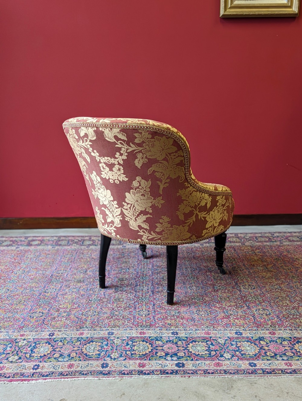 Antique Victorian Mahogany Upholstered Salon Chair View III