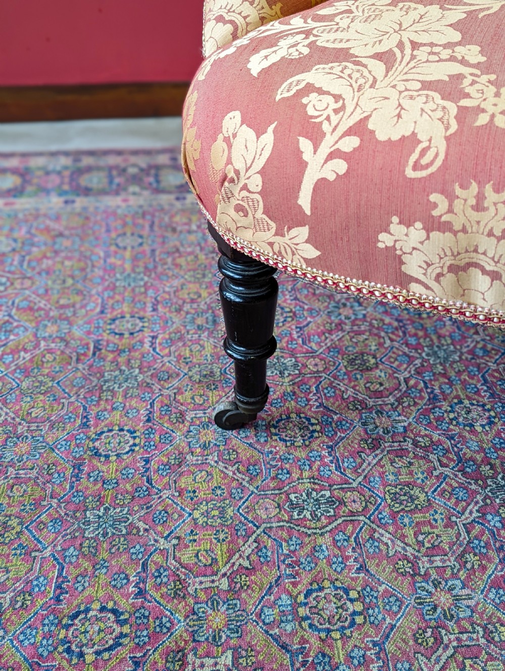 Antique Victorian Mahogany Upholstered Salon Chair View VII