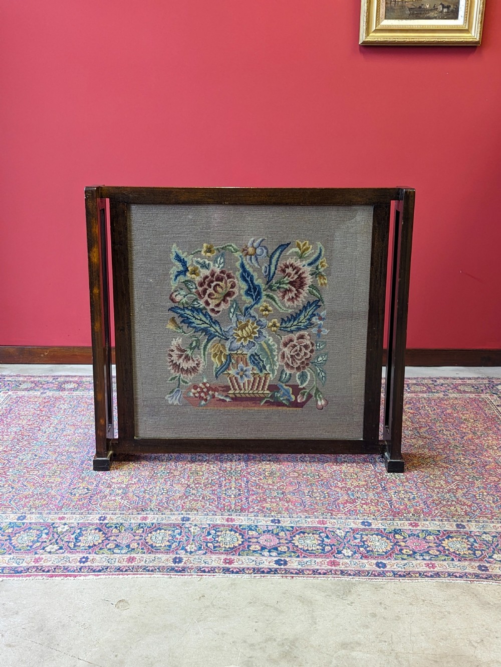 Antique 1920’s Oak Tapestry Fire Screen View II