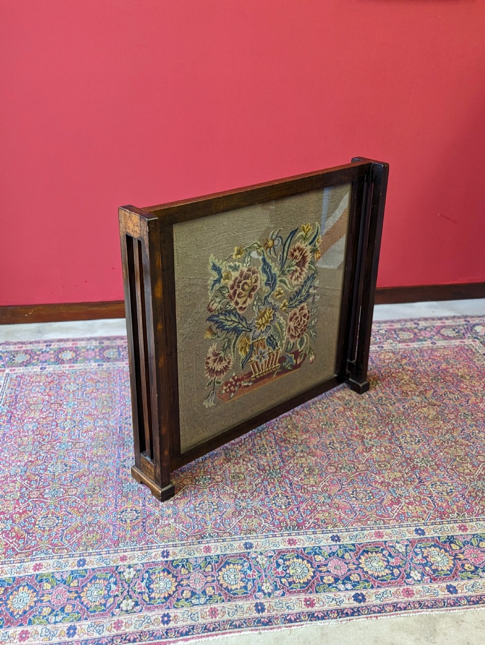 Antique 1920’s Oak Tapestry Fire Screen View IV