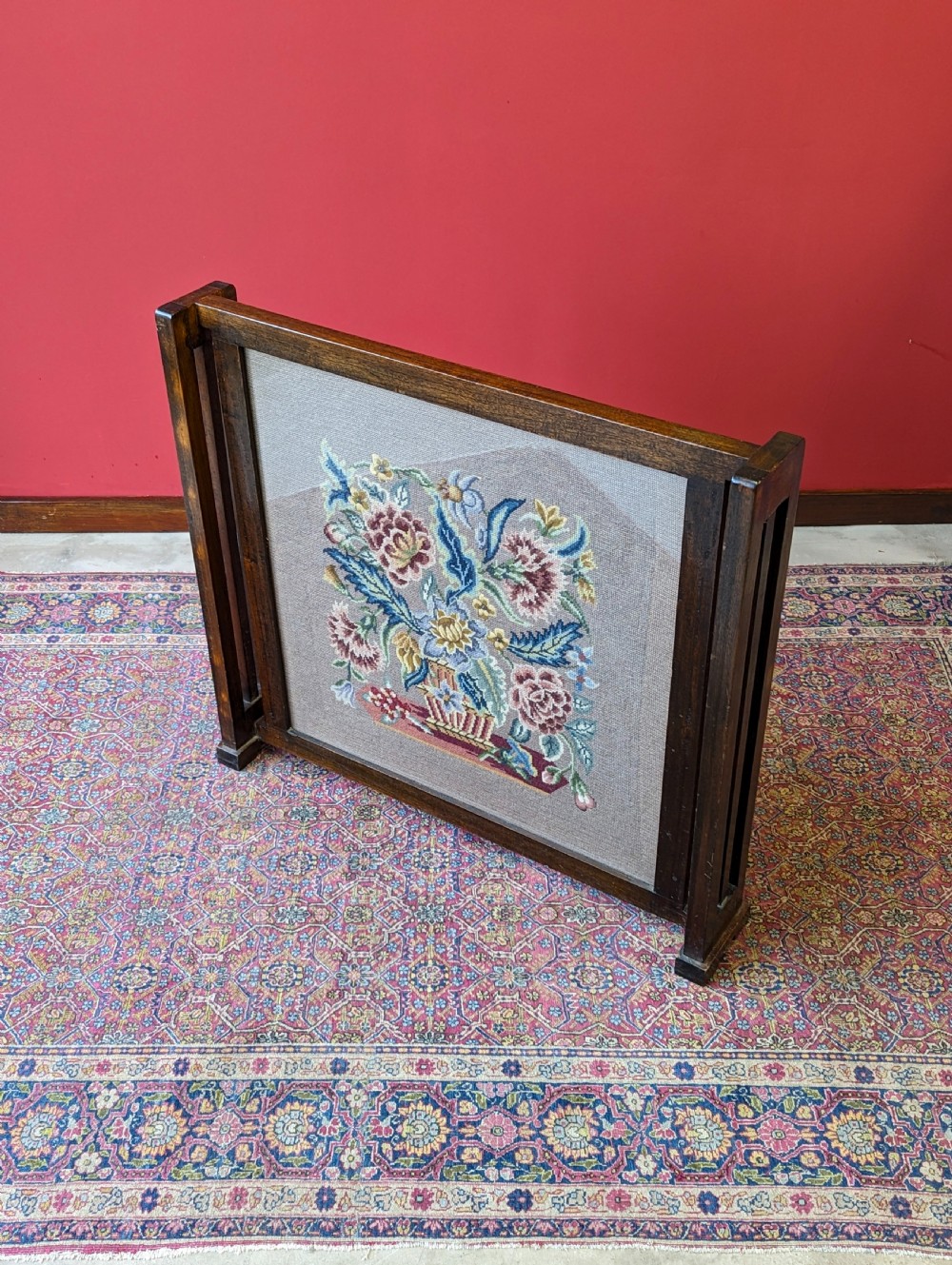 Antique 1920’s Oak Tapestry Fire Screen View VI