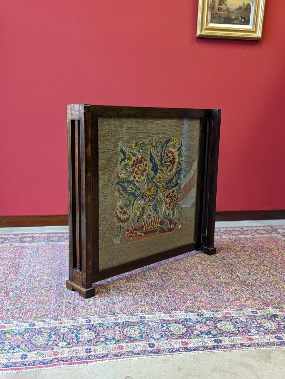 Antique 1920’s Oak Tapestry Fire Screen View VIII
