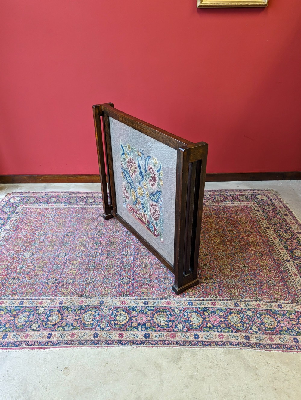 Antique 1920’s Oak Tapestry Fire Screen View IX