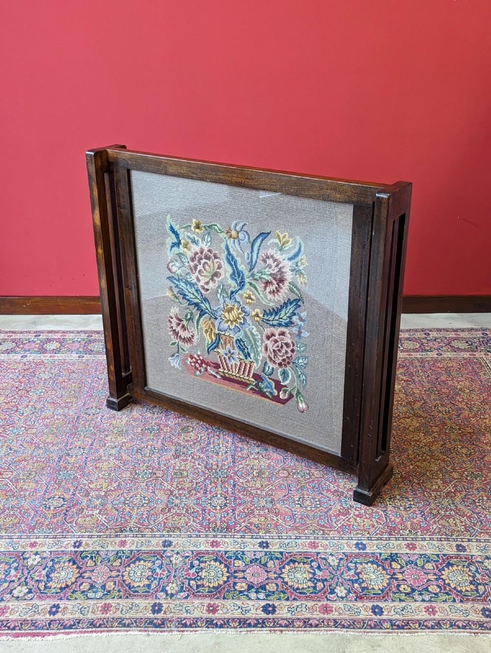 Antique 1920’s Oak Tapestry Fire Screen View X