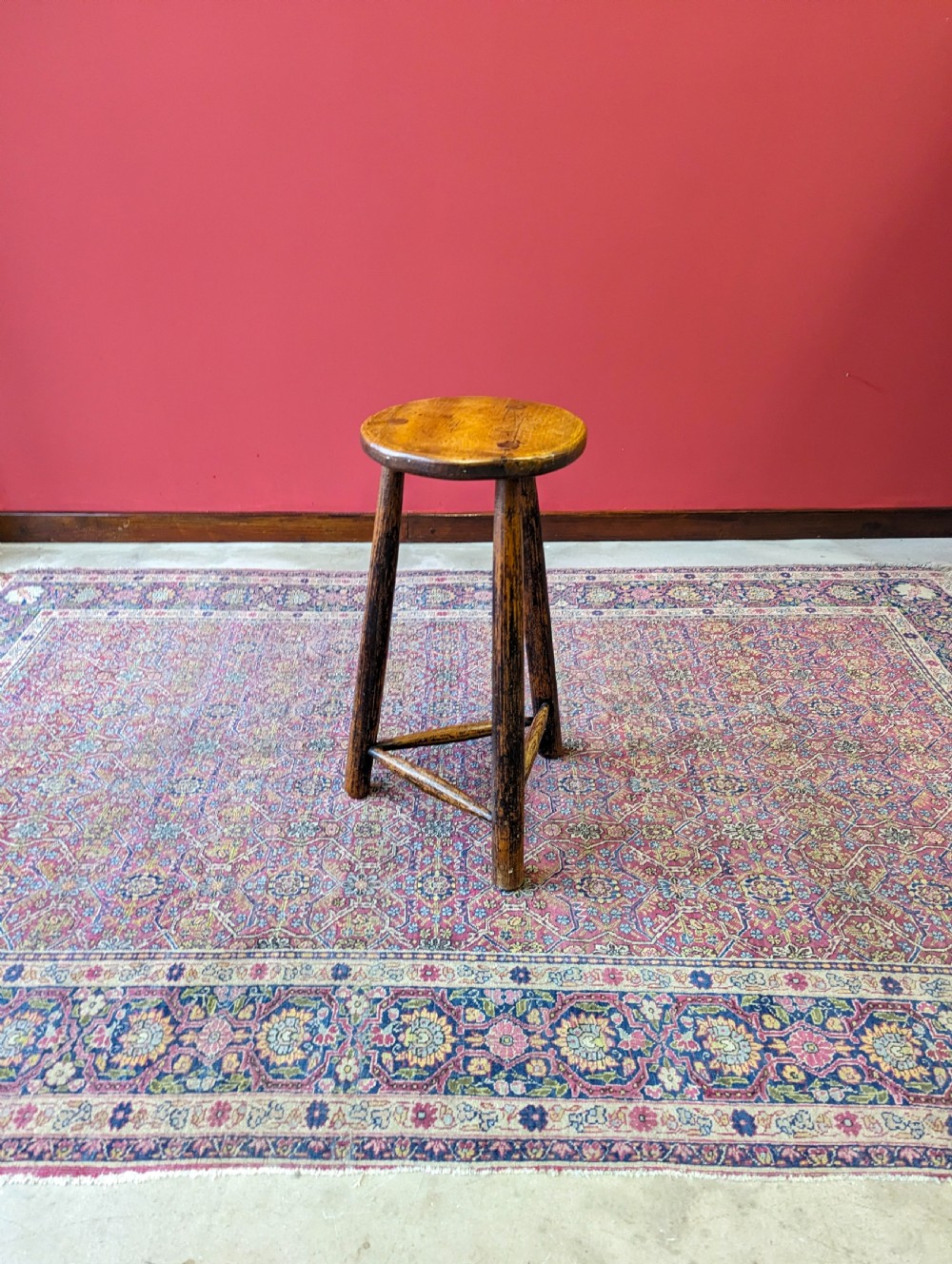Antique Victorian Oak Tripod Stool