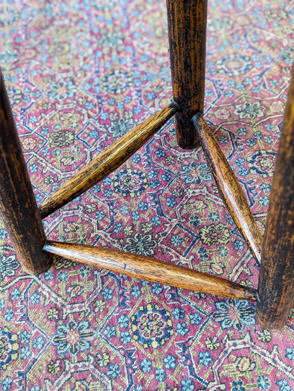 Antique Victorian Oak Tripod Stool View IV