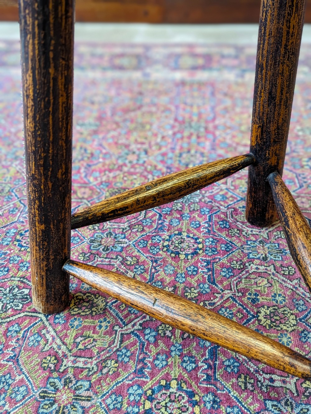 Antique Victorian Oak Tripod Stool View VIII