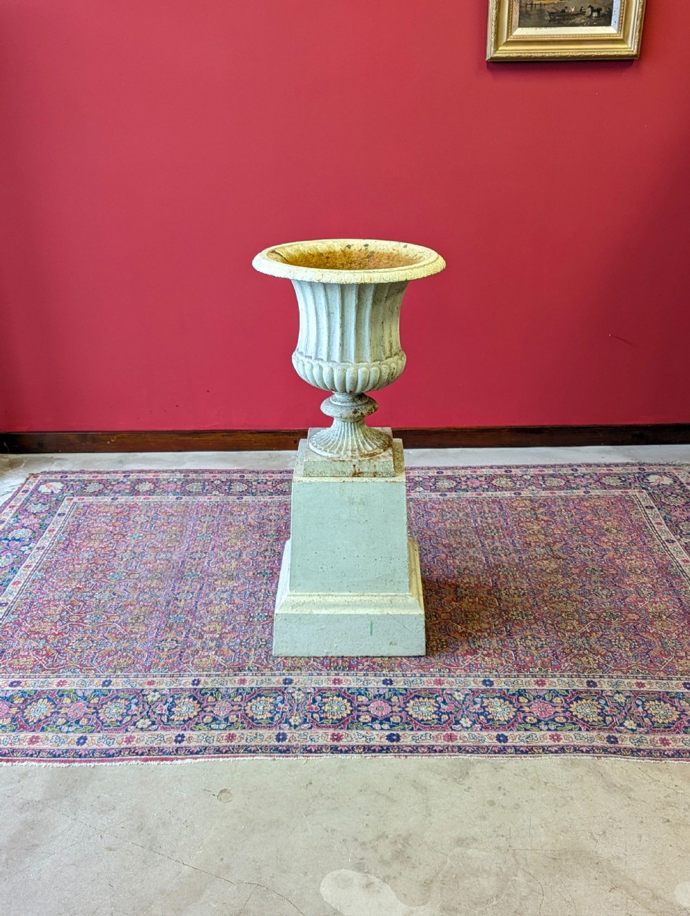Antique Early 20th Century Cast Iron Garden Urn View II