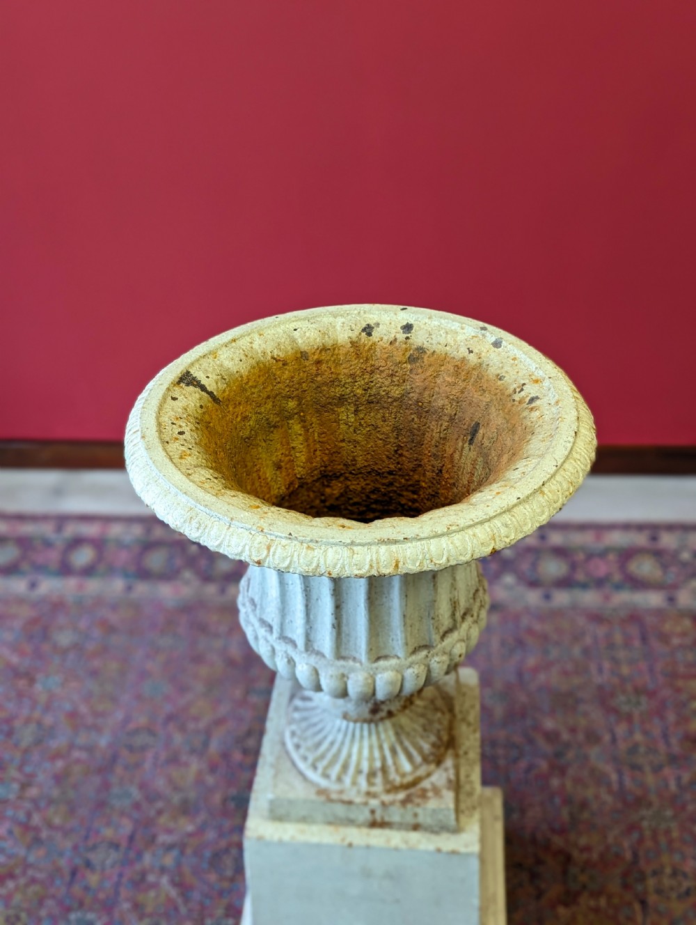 Antique Early 20th Century Cast Iron Garden Urn View VI