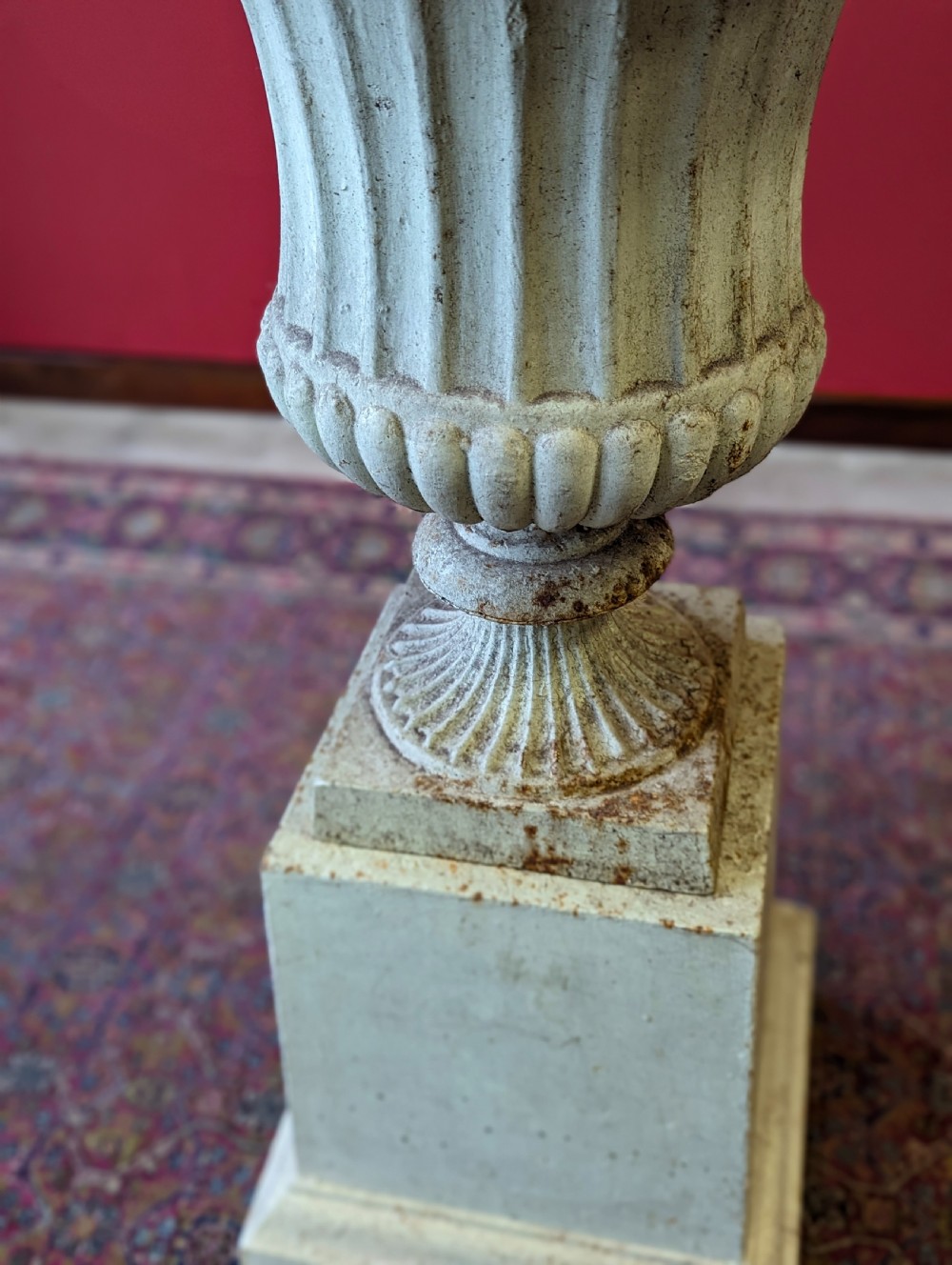 Antique Early 20th Century Cast Iron Garden Urn View X