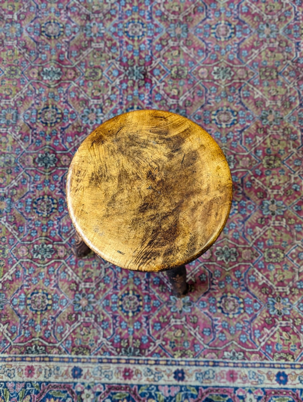 Antique Victorian Elm Milking Stool View II