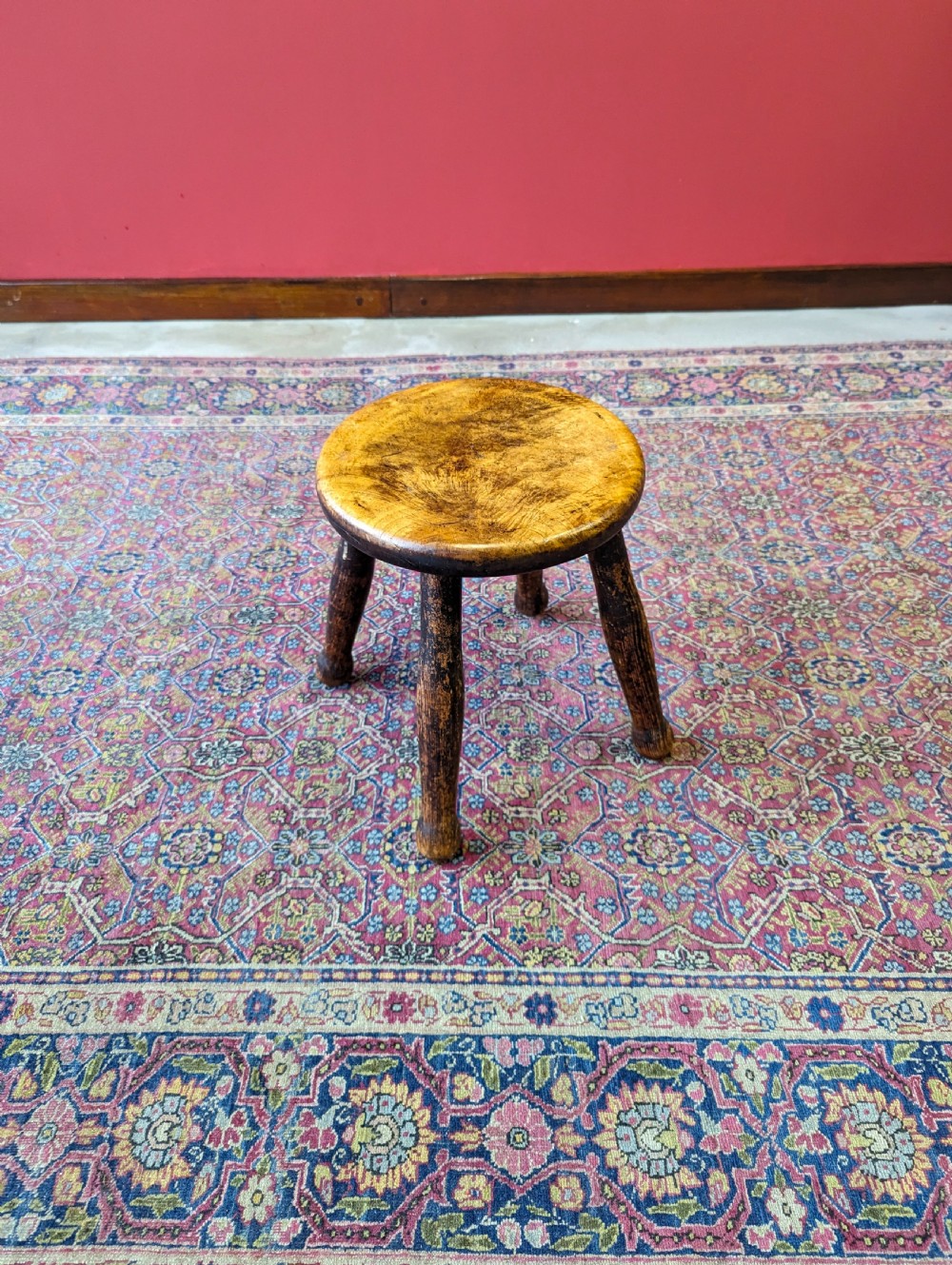 Antique Victorian Elm Milking Stool View V