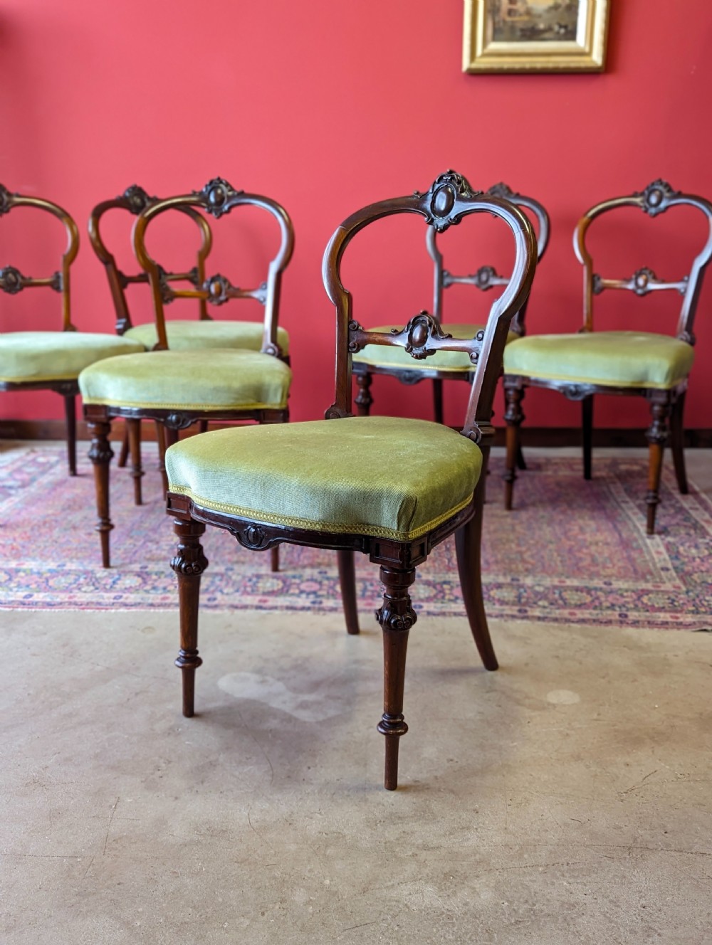 Set of Six Antique Victorian Rosewood Dining Chairs View IX