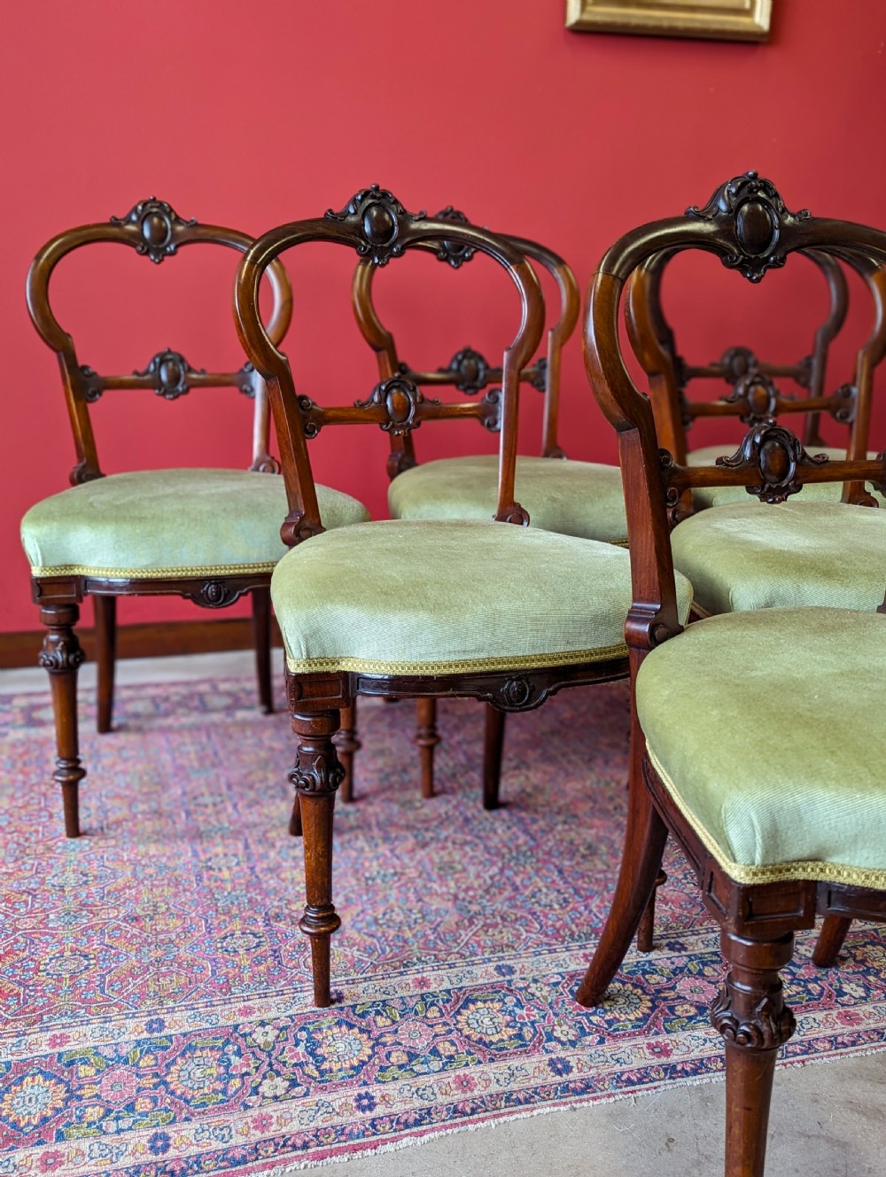 Set of Six Antique Victorian Rosewood Dining Chairs View X