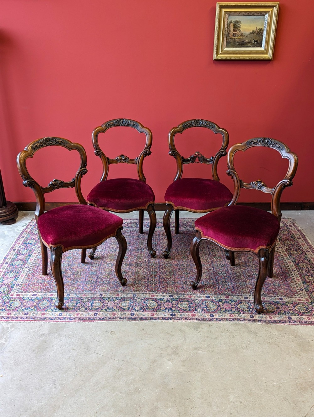 Set of Four Antique Victorian Mahogany Dining Chairs View X