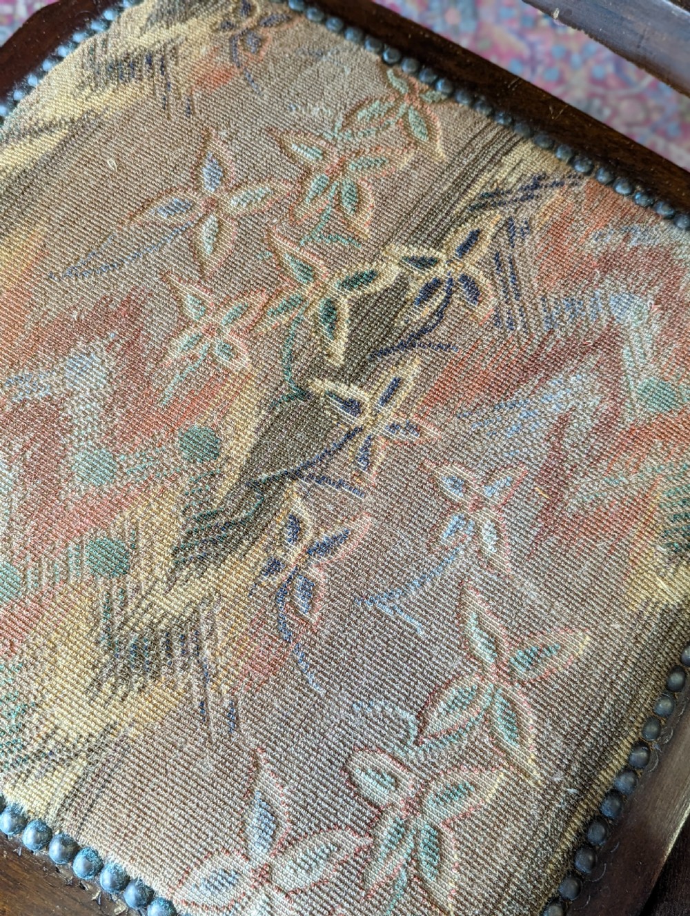 Antique Victorian Mahogany Upholstered Folding Campaign Chair View IX