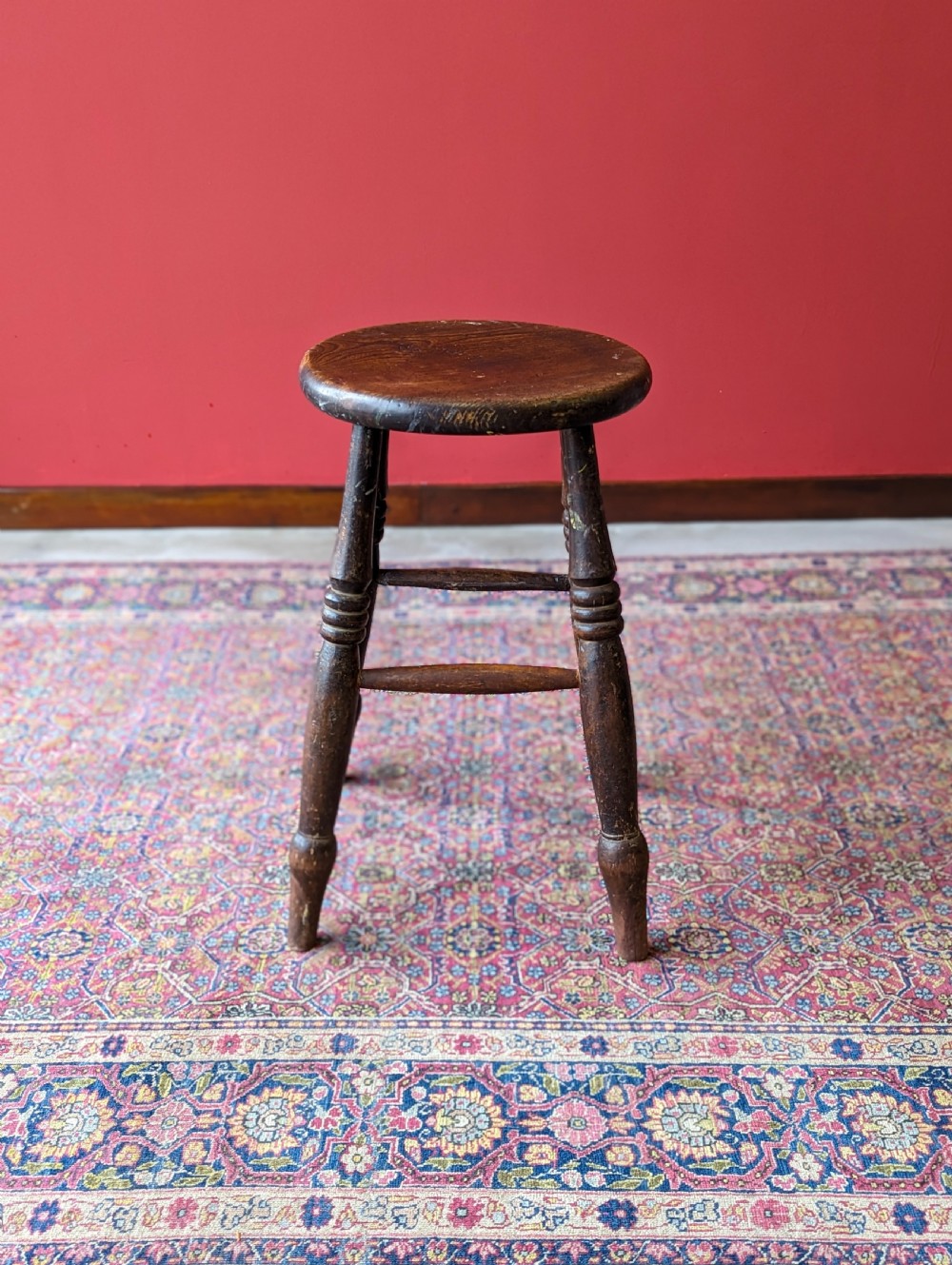 Antique Victorian Elm Stool View II