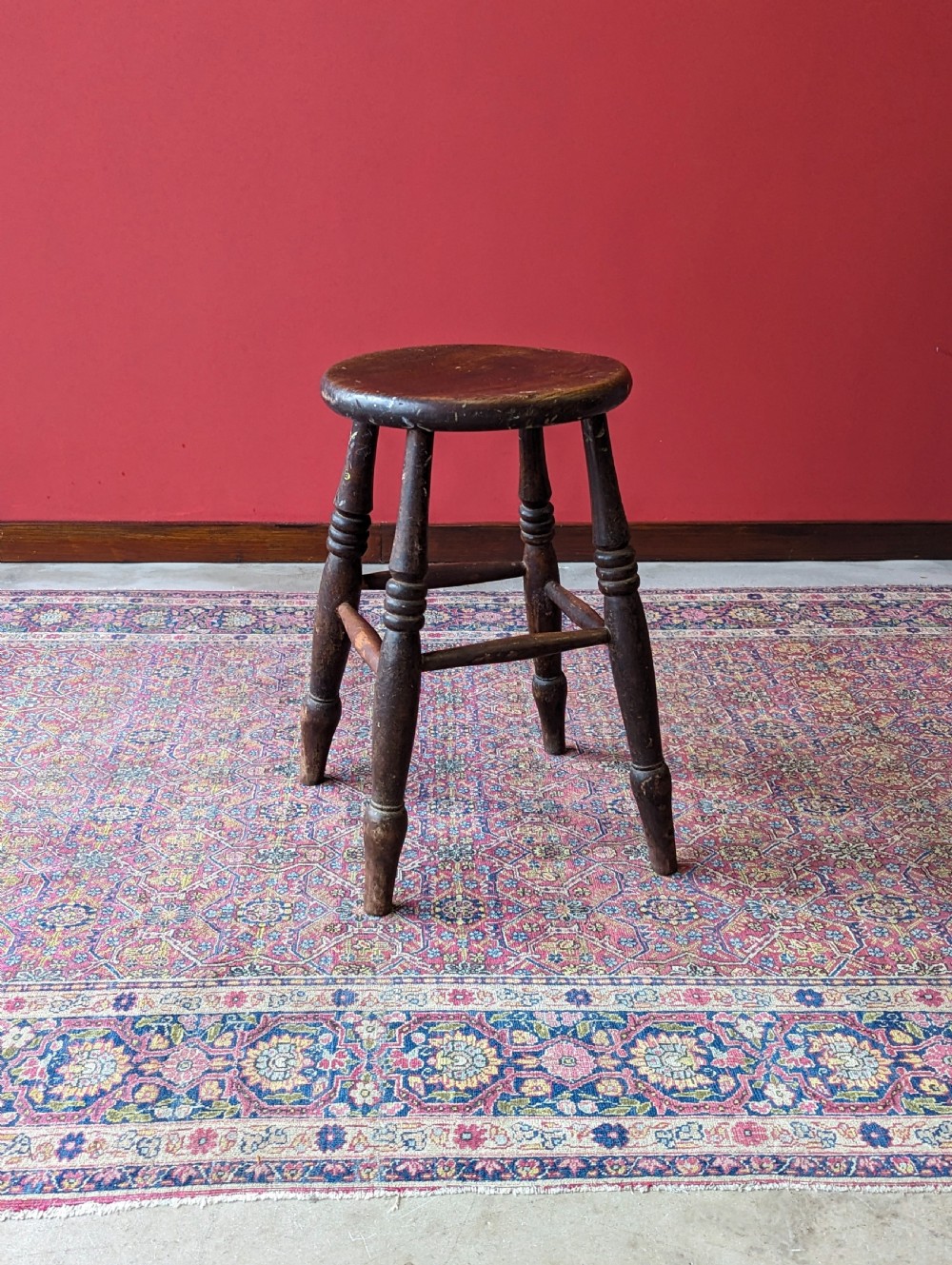 Antique Victorian Elm Stool View III