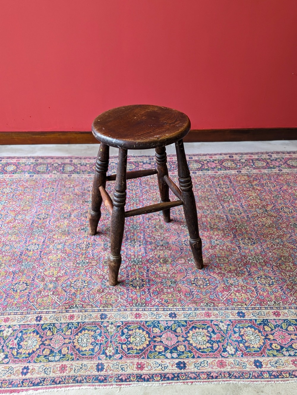 Antique Victorian Elm Stool View IV