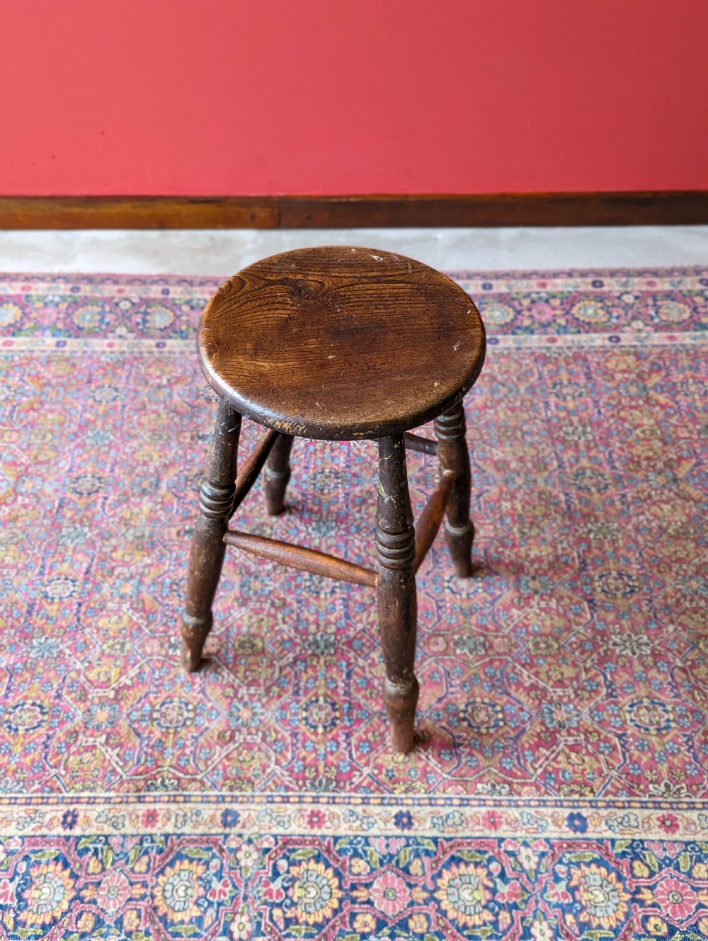 Antique Victorian Elm Stool View V