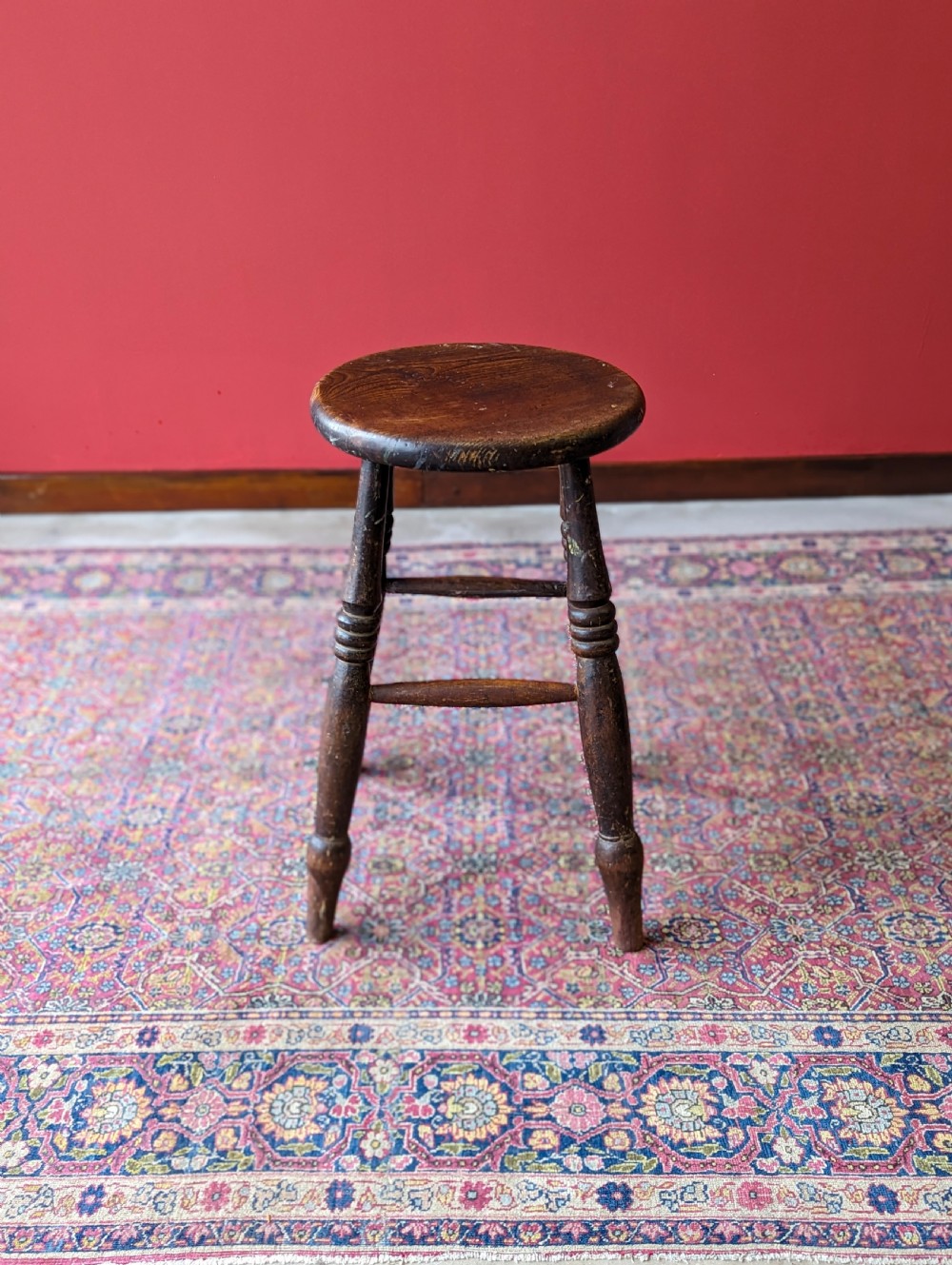 Antique Victorian Elm Stool View VI