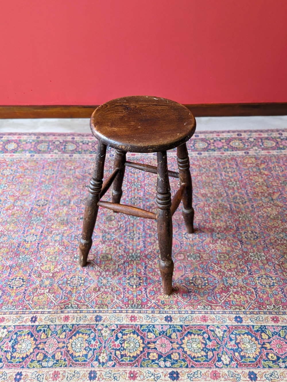 Antique Victorian Elm Stool View X