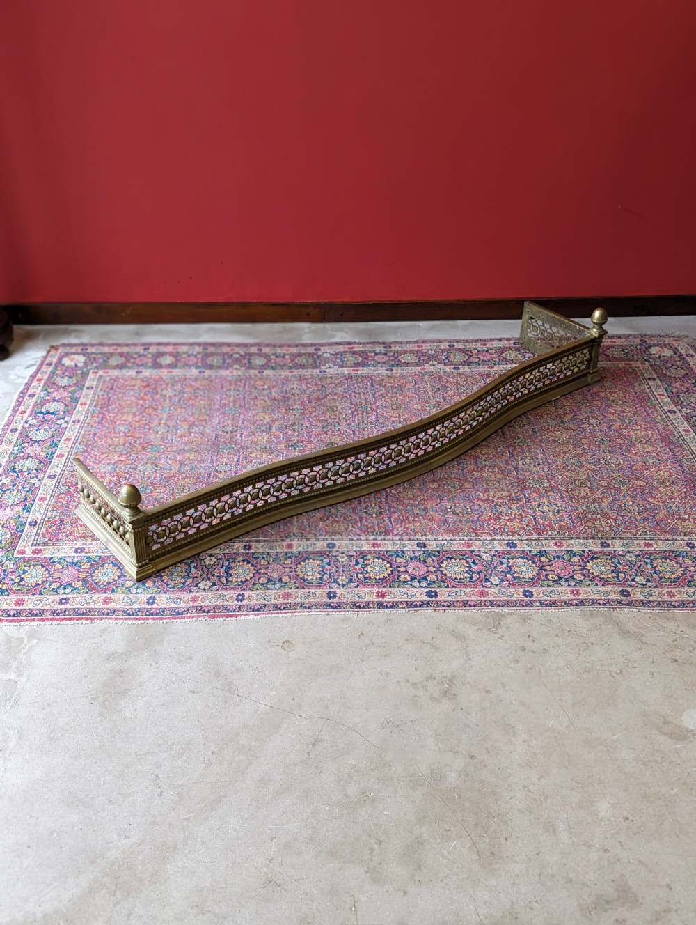 Antique Victorian Brass Fender View V