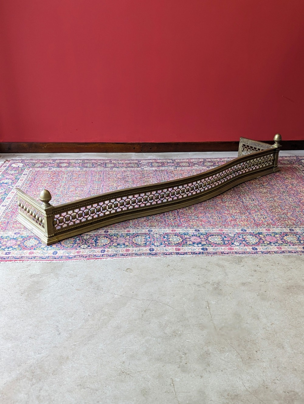 Antique Victorian Brass Fender View IX
