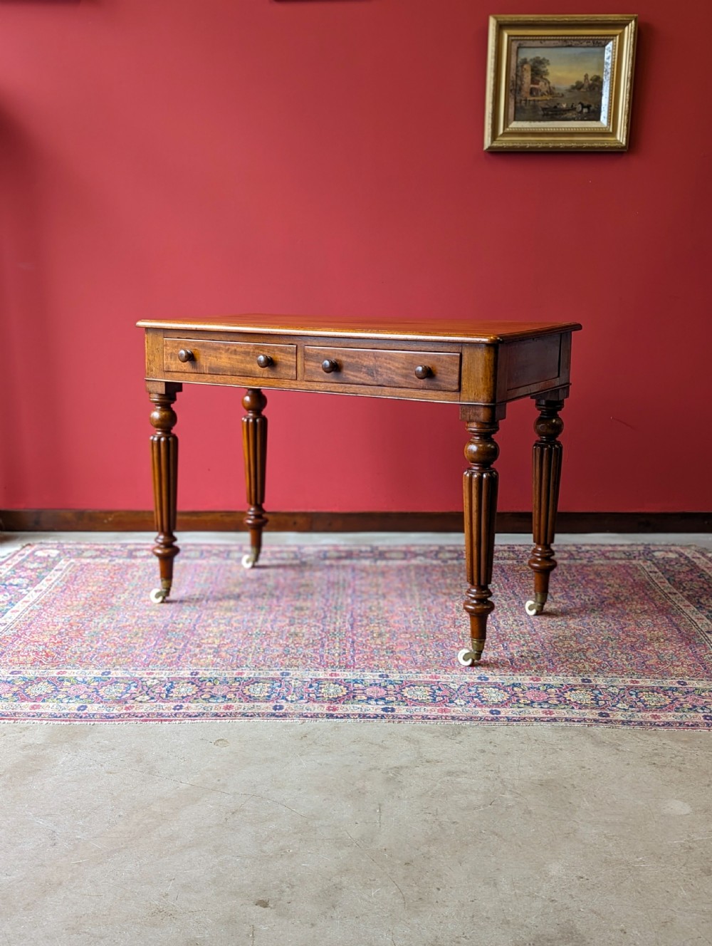 Antique Mid Victorian Mahogany Library Table View V