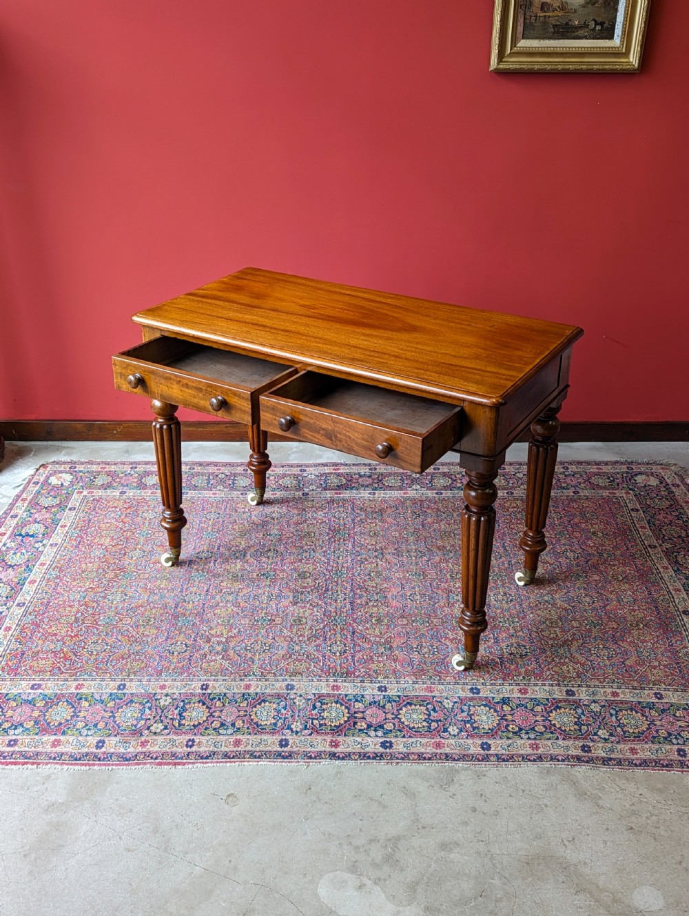 Antique Mid Victorian Mahogany Library Table View VIII