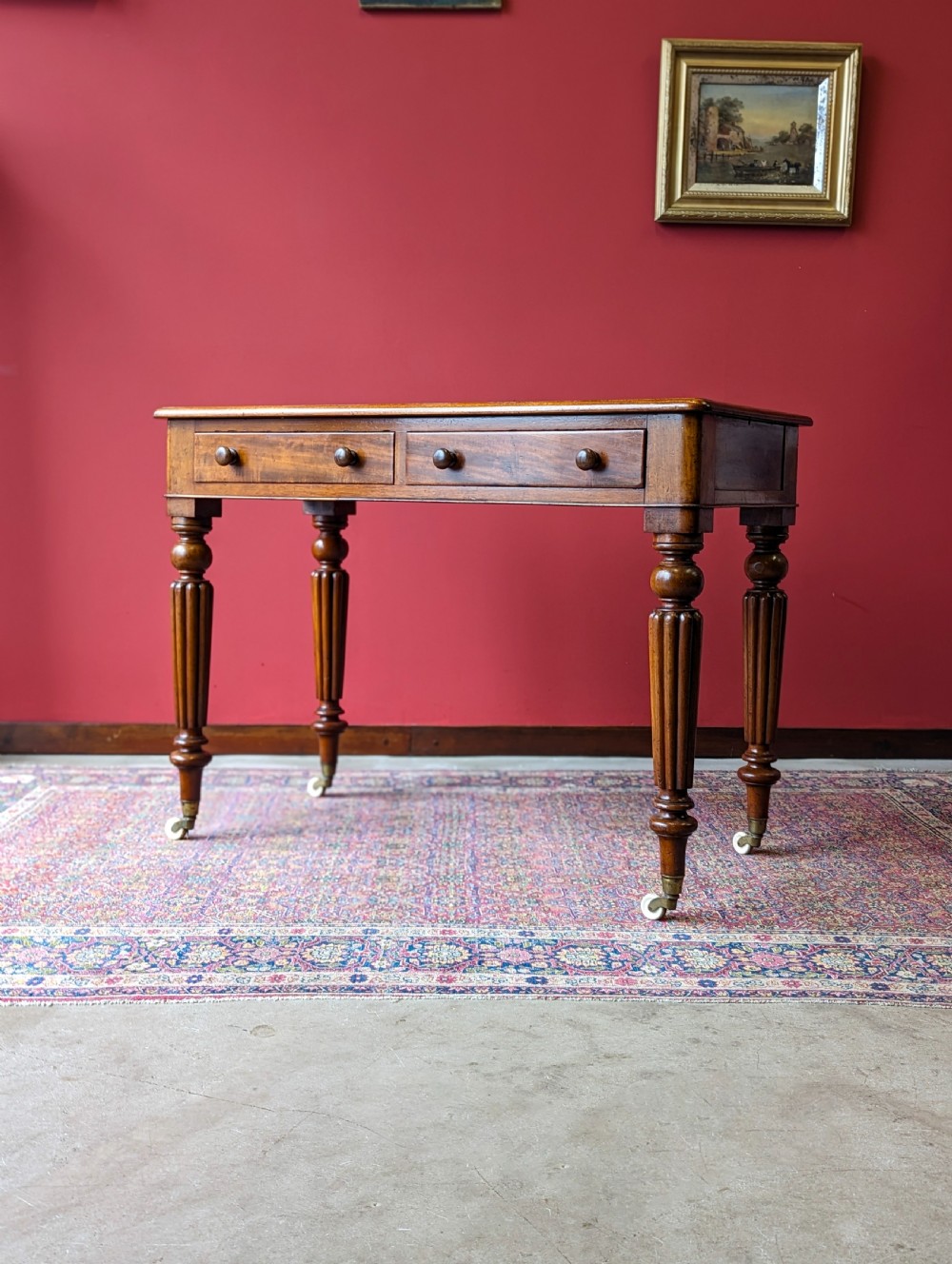 Antique Mid Victorian Mahogany Library Table View IX