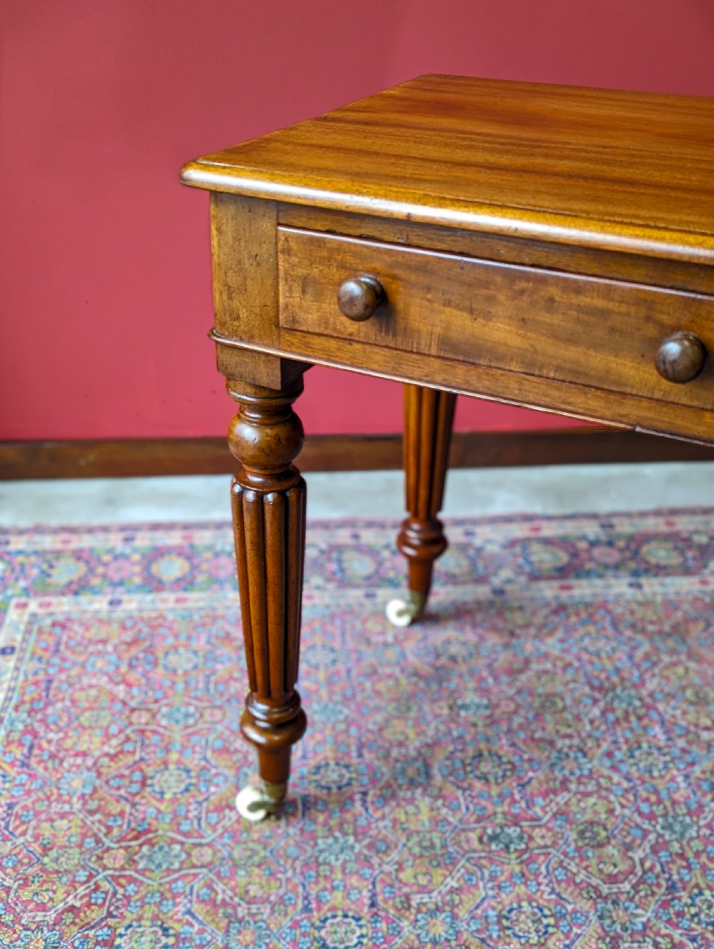 Antique Mid Victorian Mahogany Library Table View X