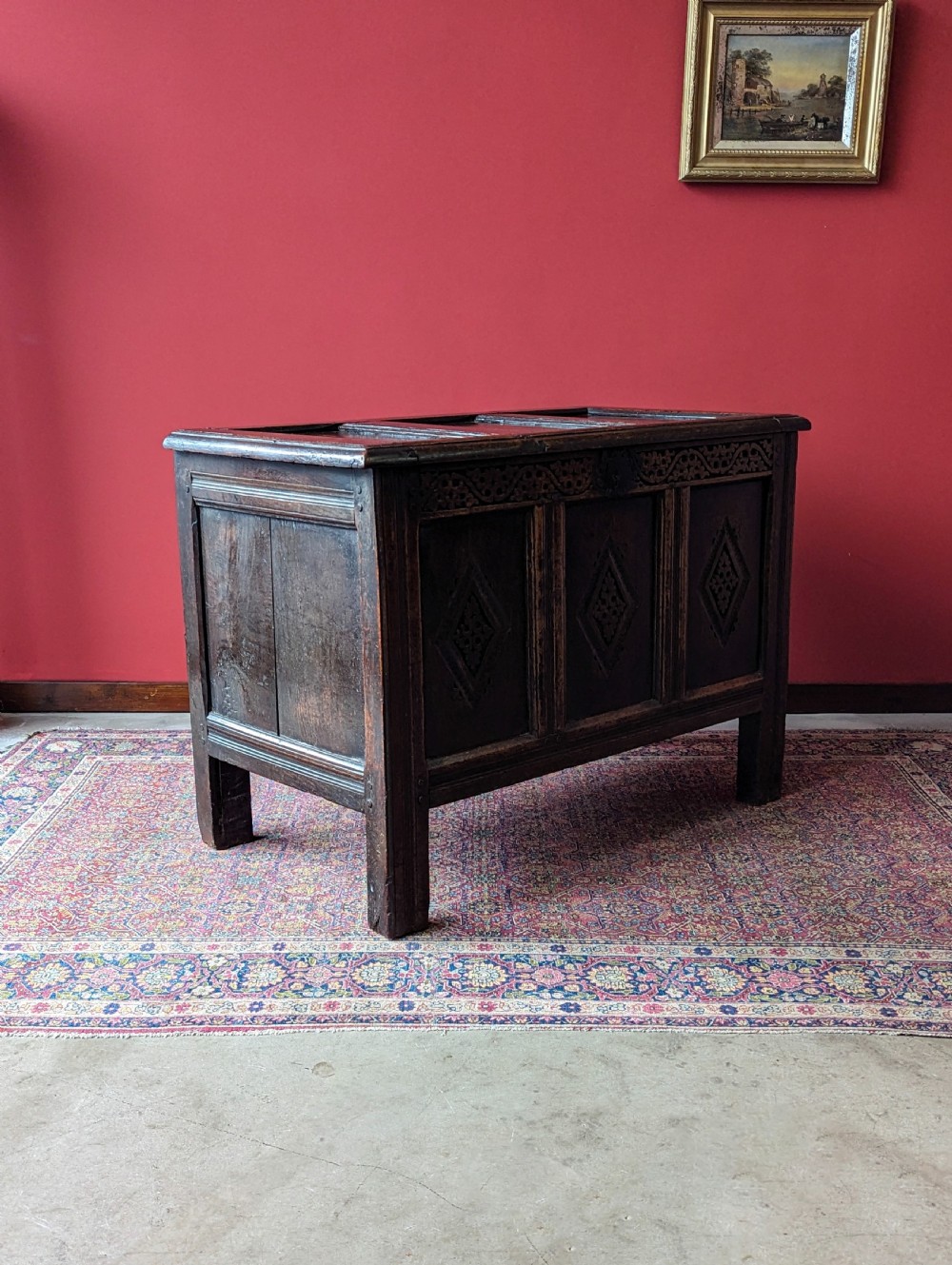 Antique 17th Century Carved Oak Coffer View VII
