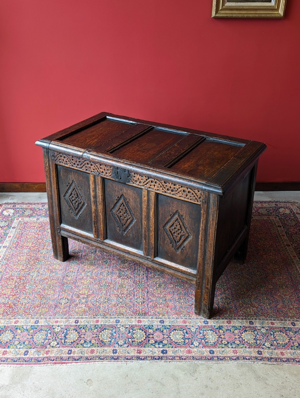 Antique 17th Century Carved Oak Coffer View X