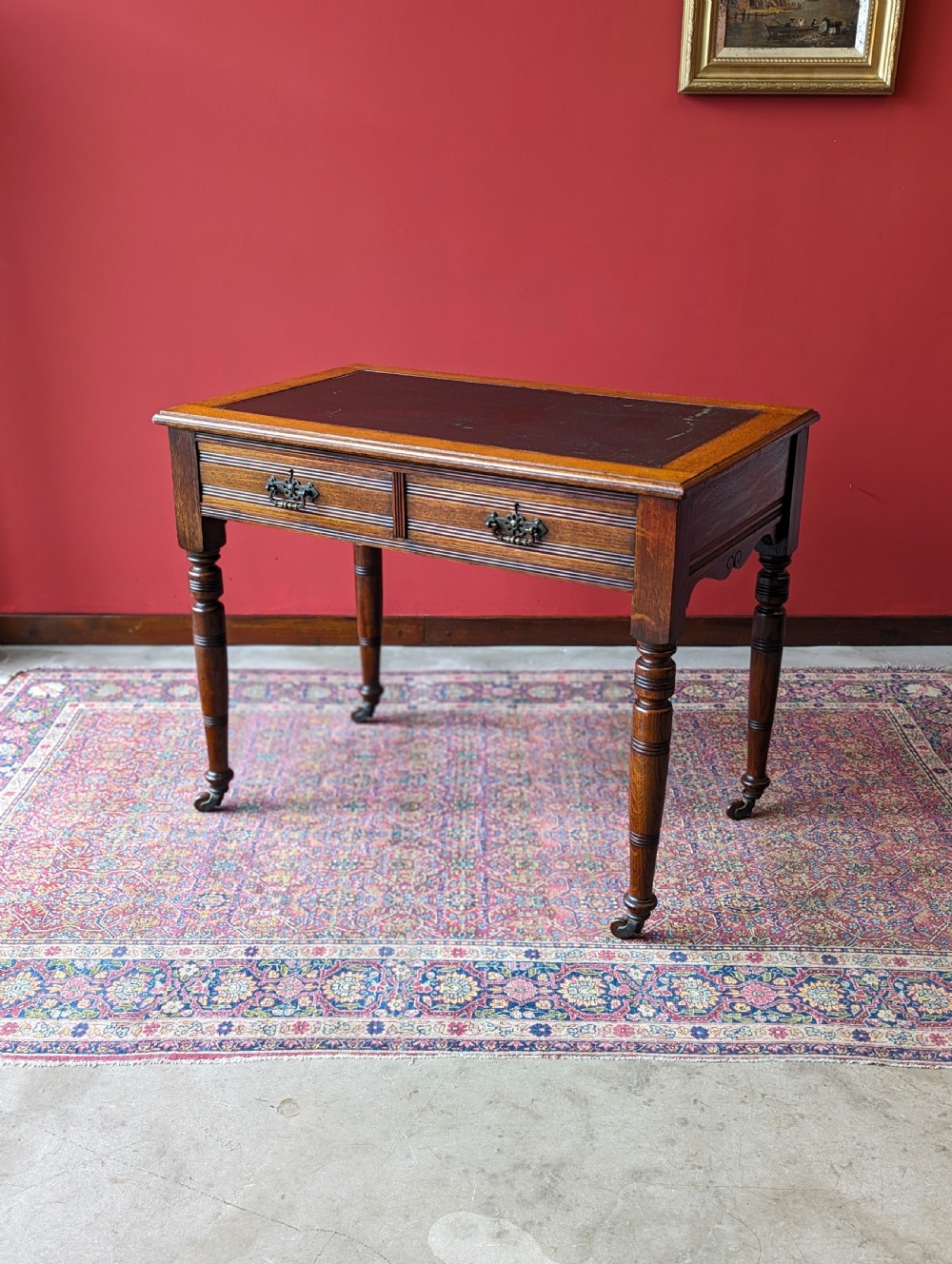 Antique Edwardian Oak Writing Table