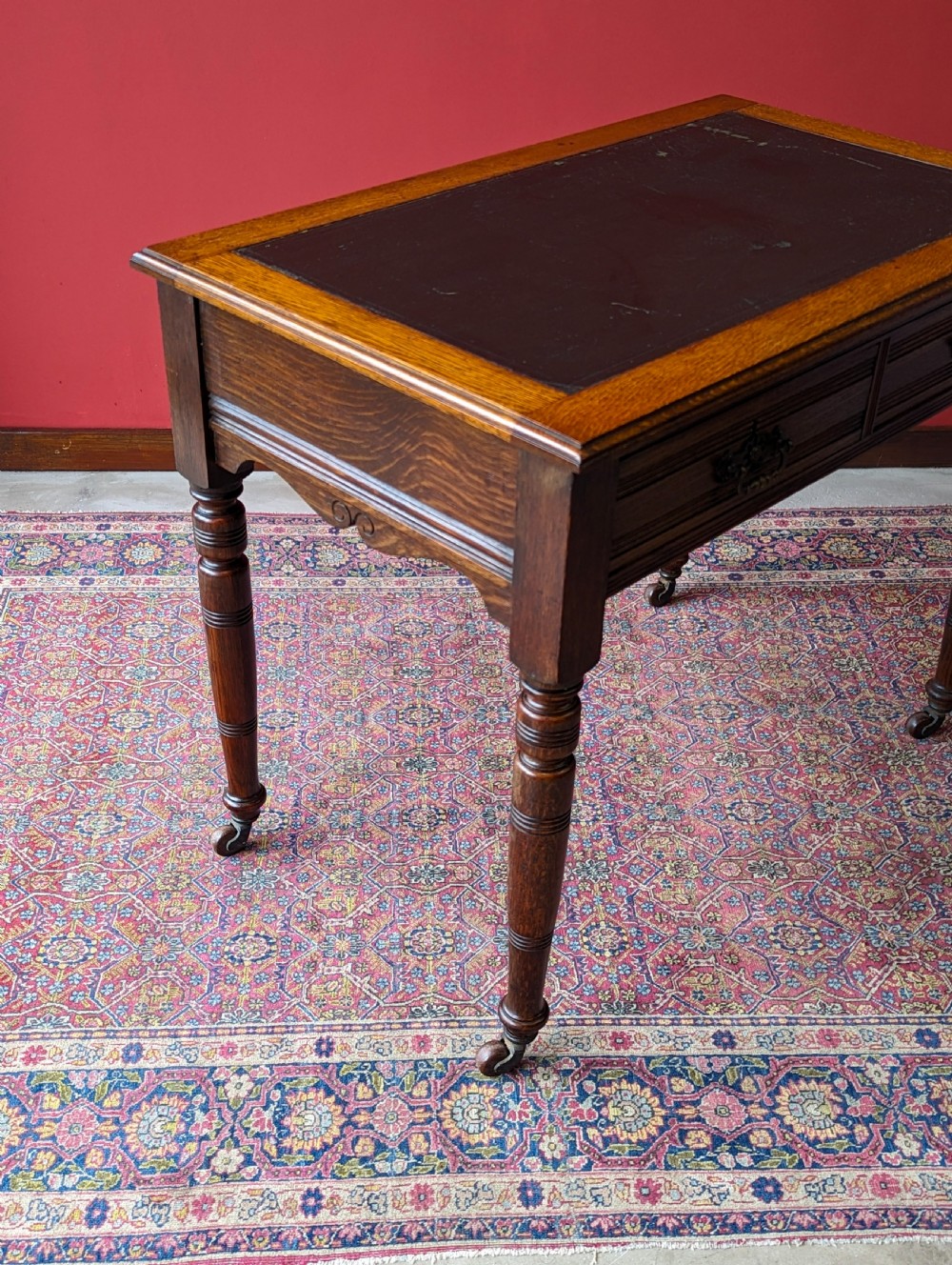 Antique Edwardian Oak Writing Table View III