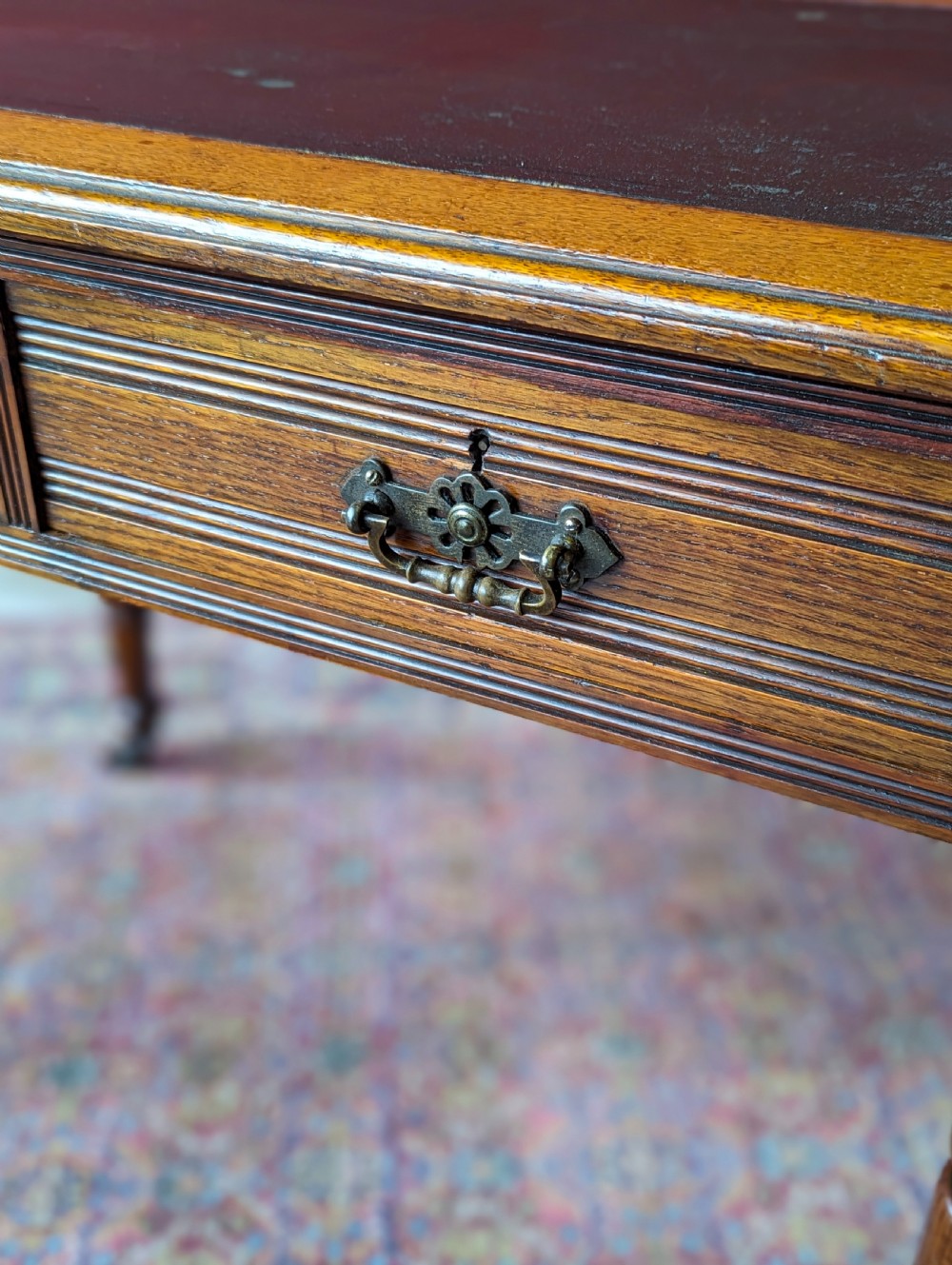 Antique Edwardian Oak Writing Table View V
