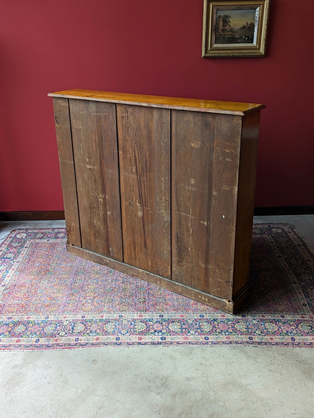 Antique Early 20th Century Light Oak Slim Open Bookcase View III