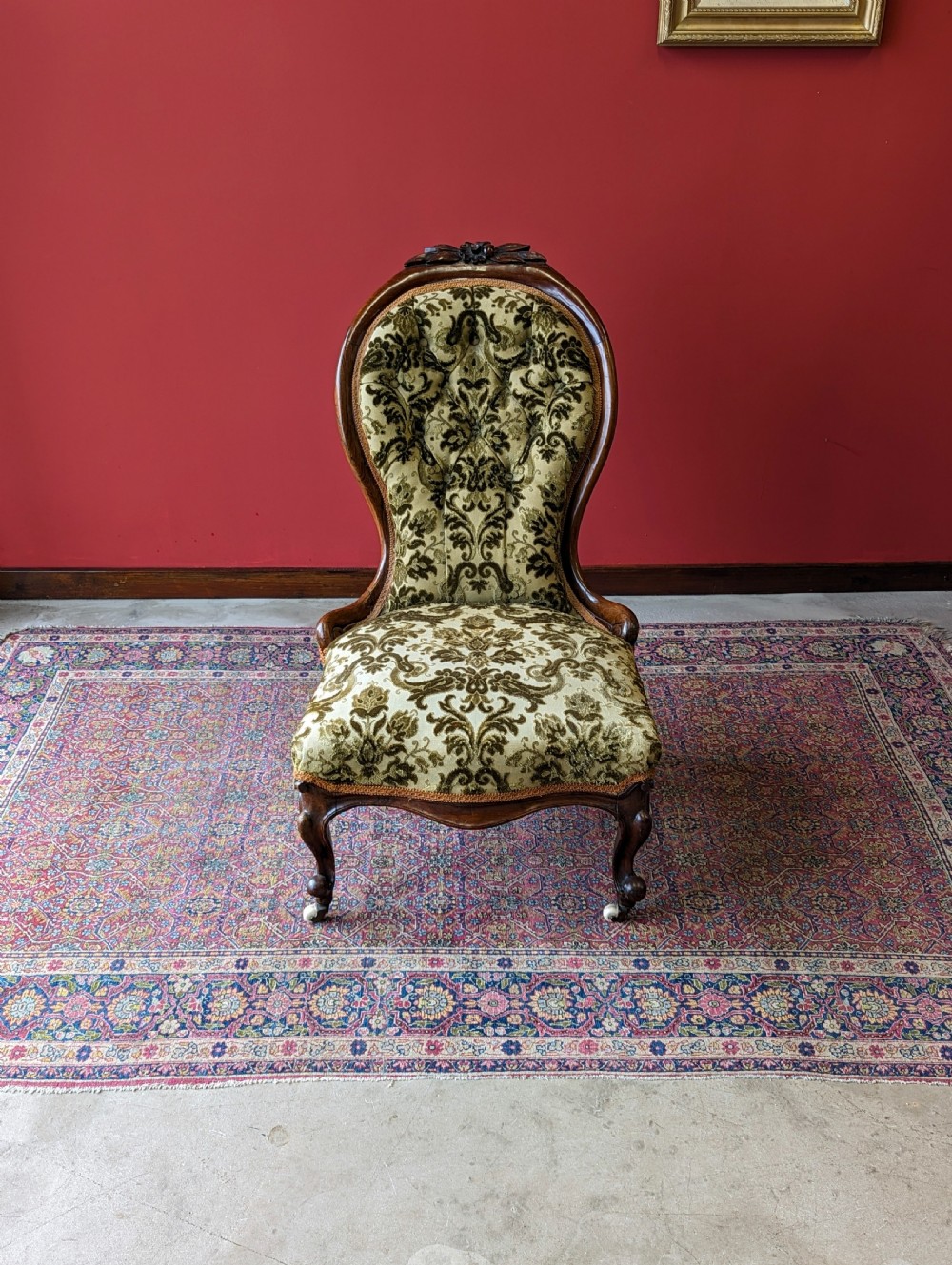 Antique Victorian Carved Walnut Occasional Chair View II