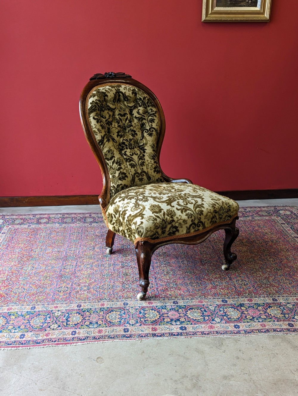 Antique Victorian Carved Walnut Occasional Chair View III