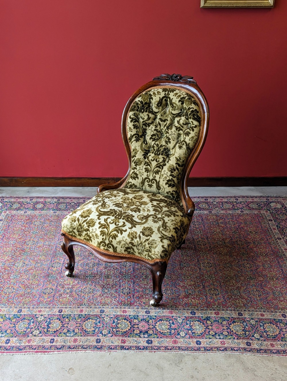 Antique Victorian Carved Walnut Occasional Chair View VI