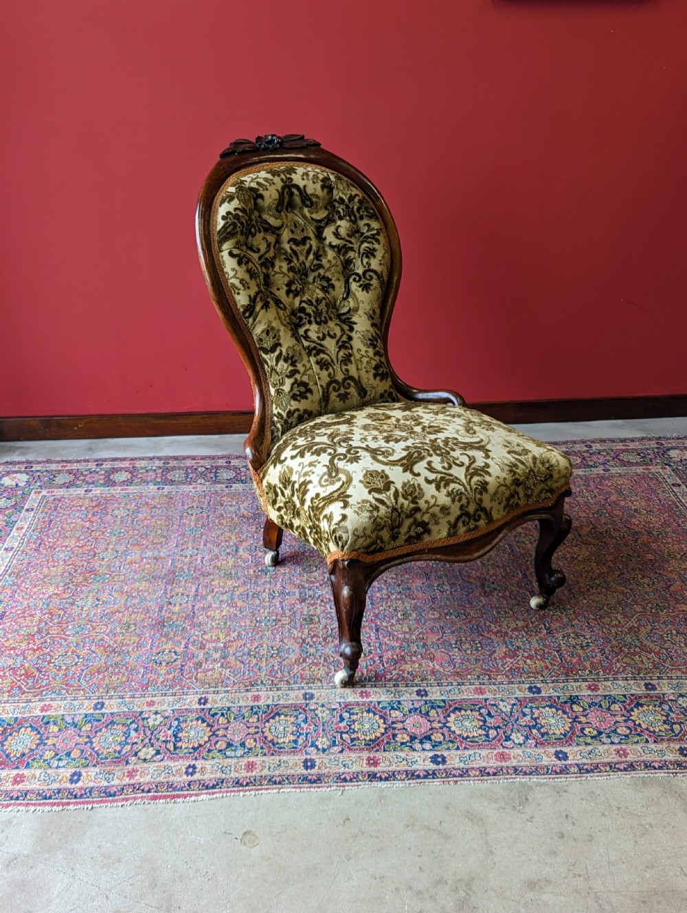 Antique Victorian Carved Walnut Occasional Chair View VIII