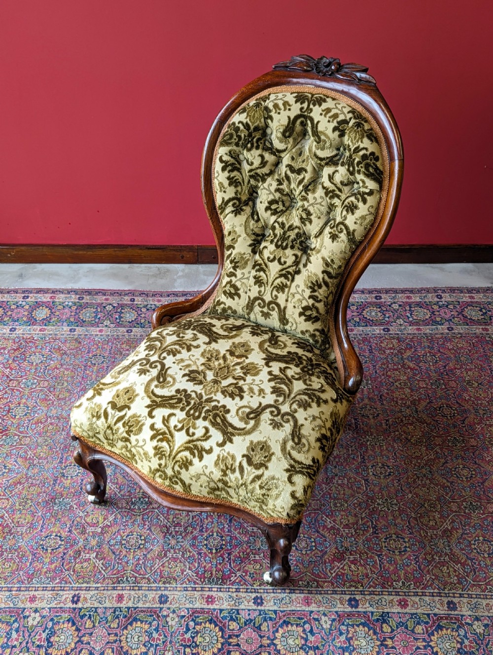 Antique Victorian Carved Walnut Occasional Chair View X