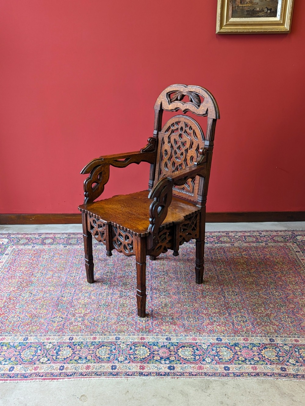 Pair of Antique 19th Century Carved Oak Chairs View III