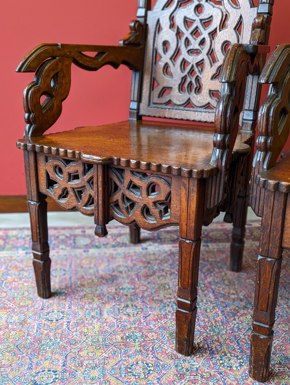 Pair of Antique 19th Century Carved Oak Chairs View V