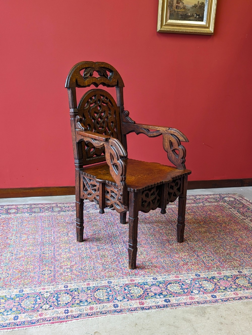 Pair of Antique 19th Century Carved Oak Chairs View VII