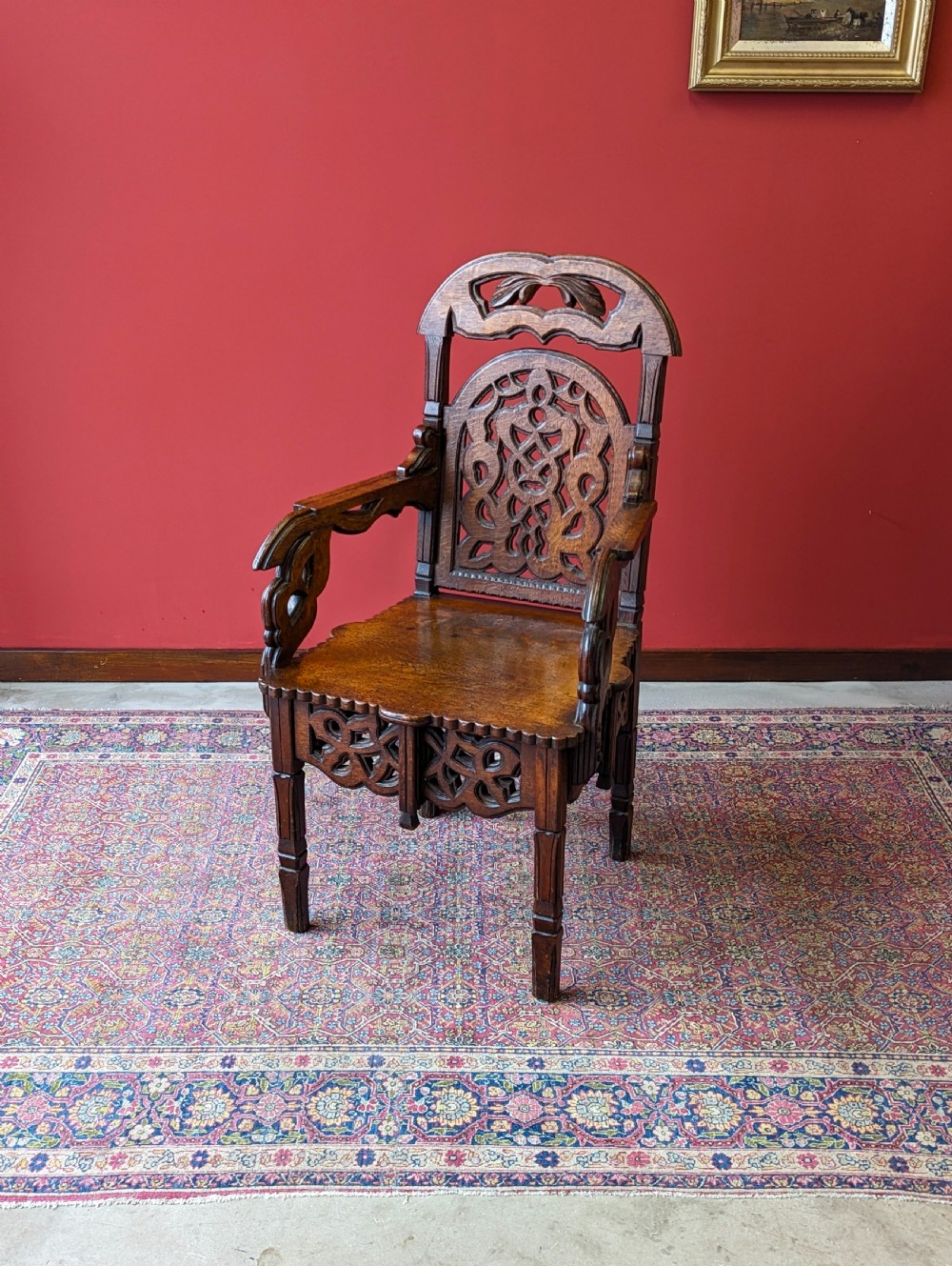 Pair of Antique 19th Century Carved Oak Chairs View IX