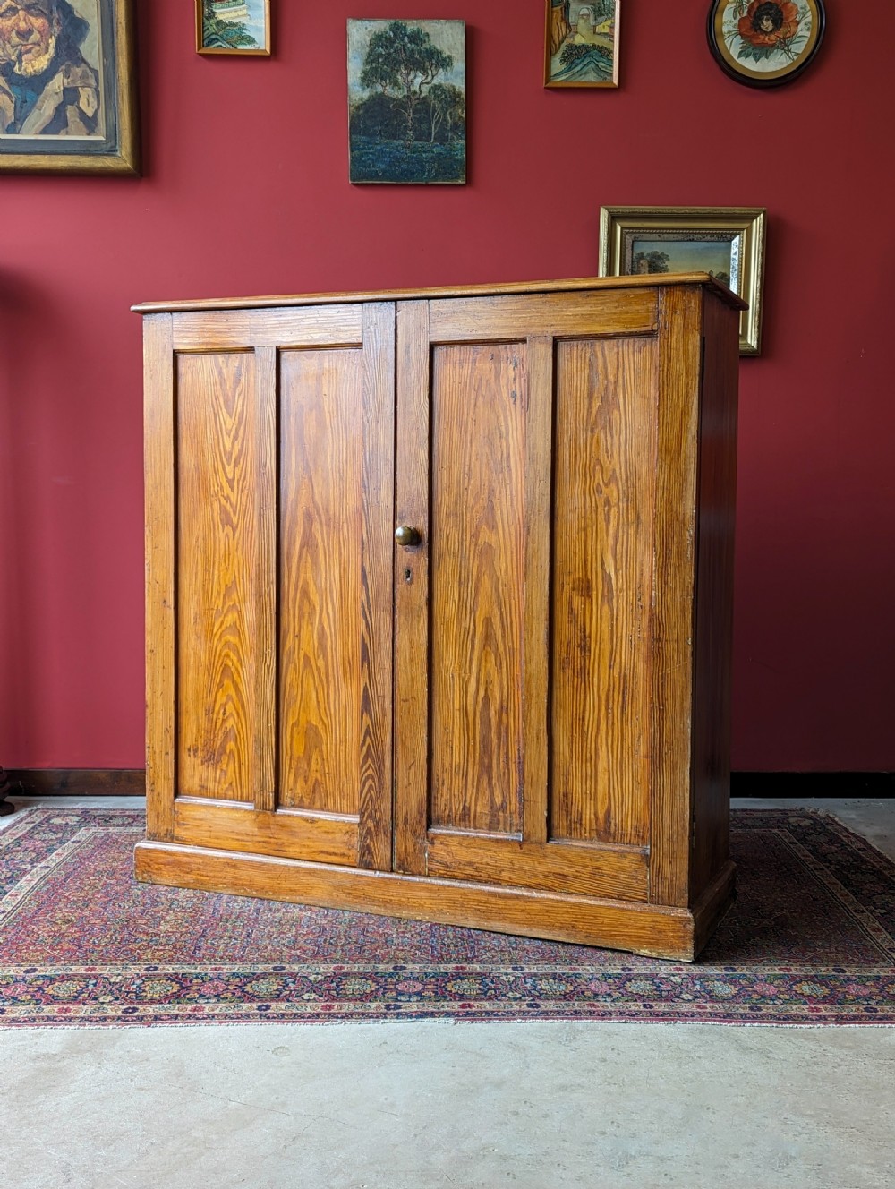 Antique Early 20th Century Pine Closed Bookcase Cupboard View VI